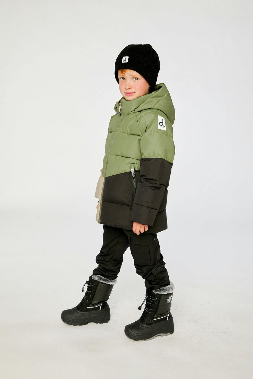 Color-Block Winter Jacket Olive Green