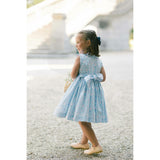 Olympe Blue Floral Sleeveless Smocked Dress
