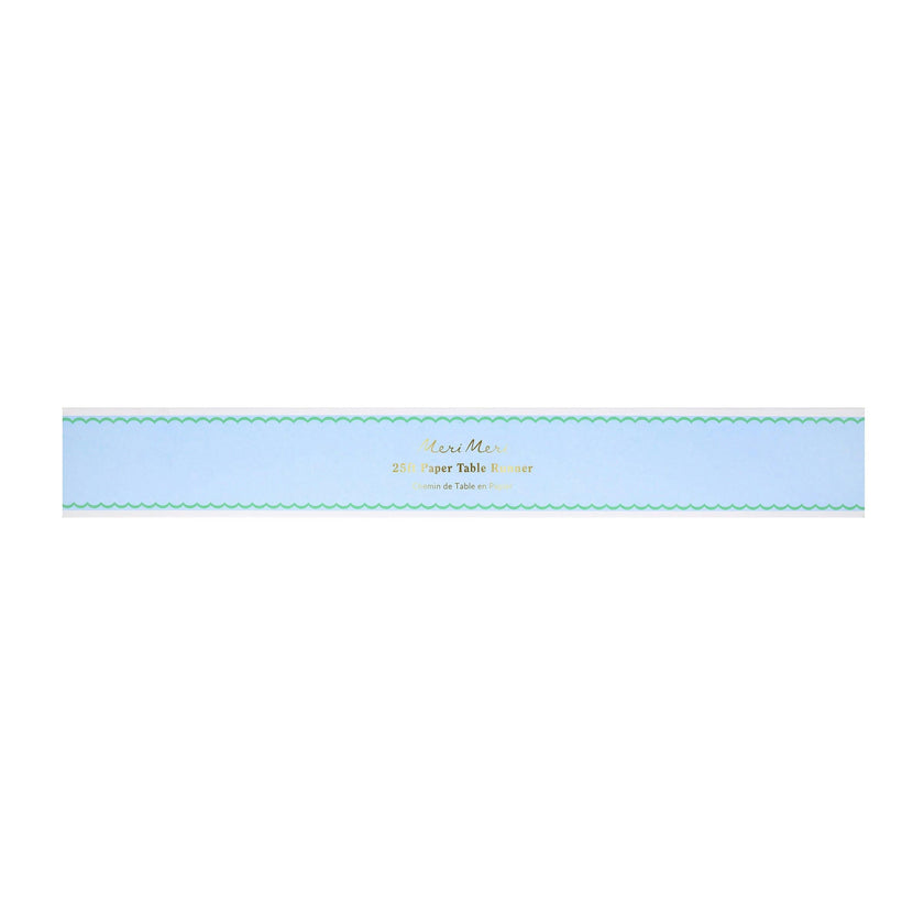 Scalloped Edge Blue Green Table Runner