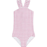 girls blush gingham v-neck crossover one piece