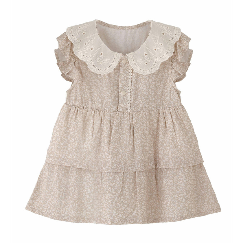 Cream Floral Tiered Dress
