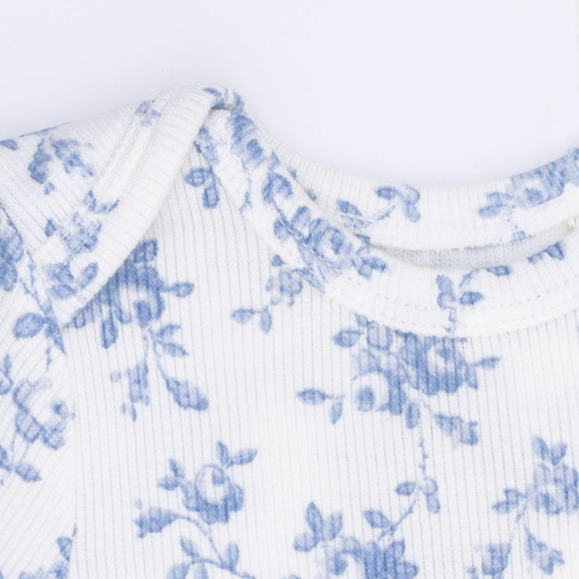 Baby Blue Vines Floral - Knotted Gown and Headband