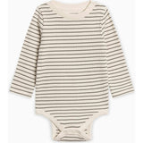 KENDI Sammy Ribbed Snap Shoulder Long Sleeve Bodysuit Olive Stripe