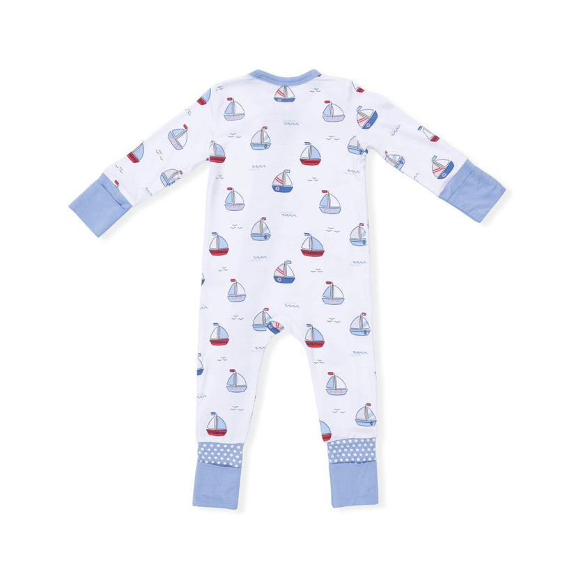 Bubbly Sailboats Blue - Convertible Romper