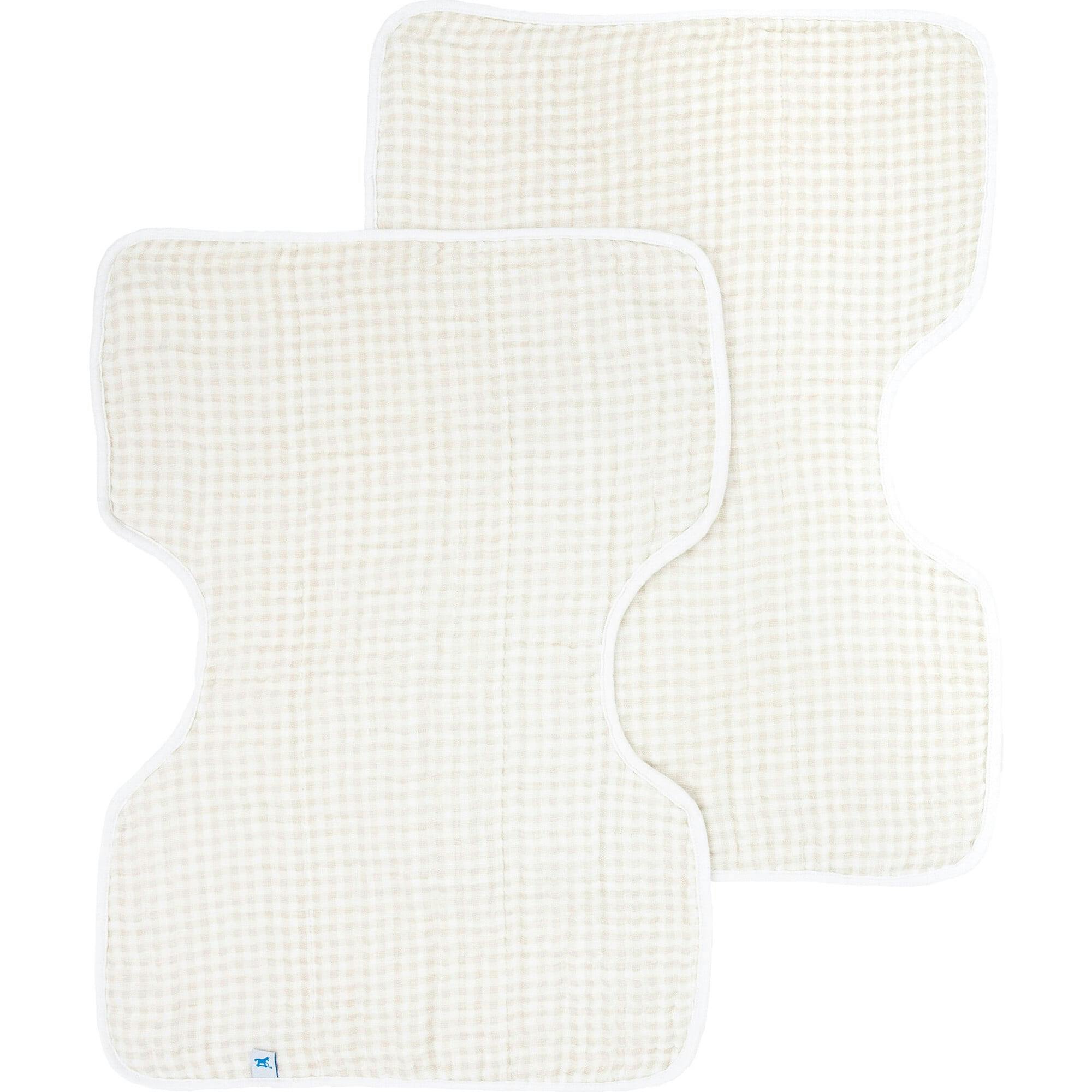 Cotton Muslin Burp Cloth 2 Pack - Tan Gingham