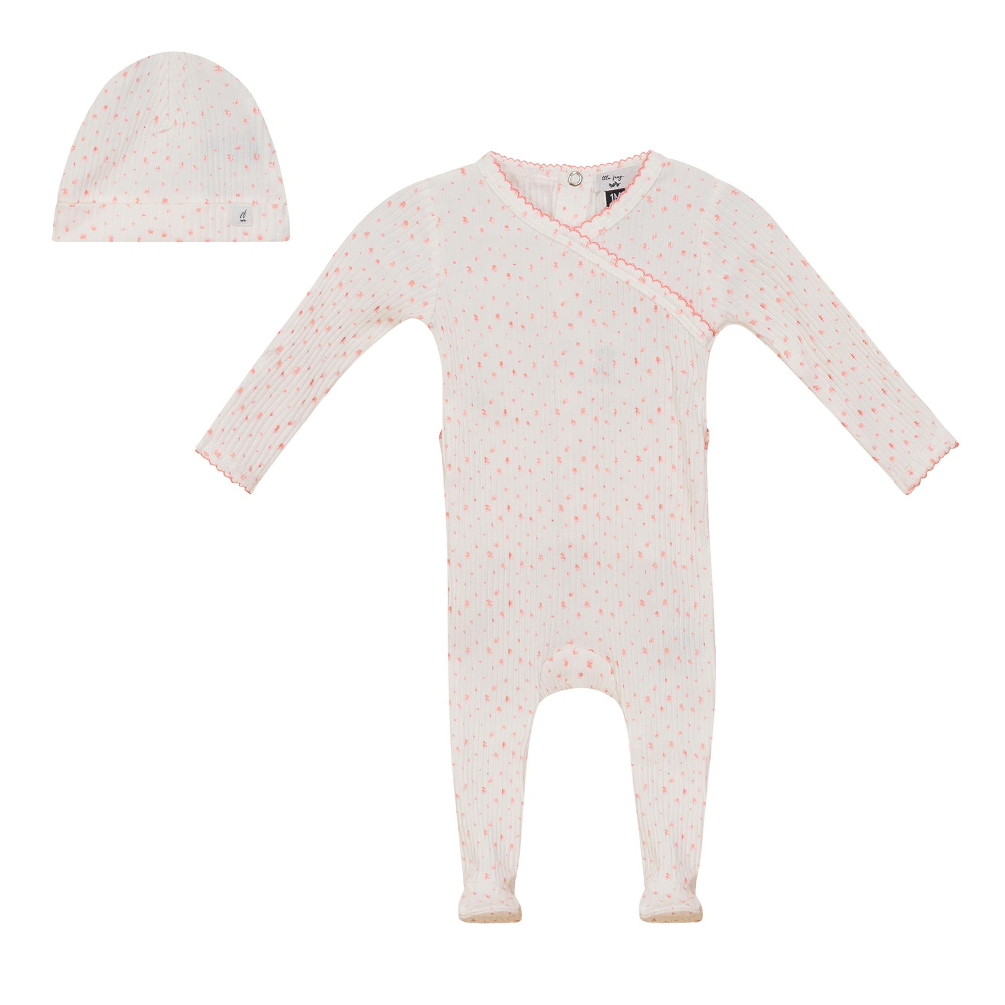 Flower and Dot Print Onesie Set