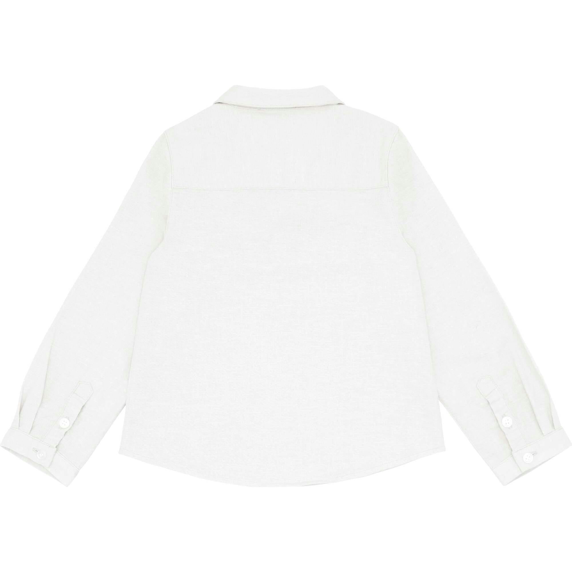 White Long Sleeve Pop Over Shirt
