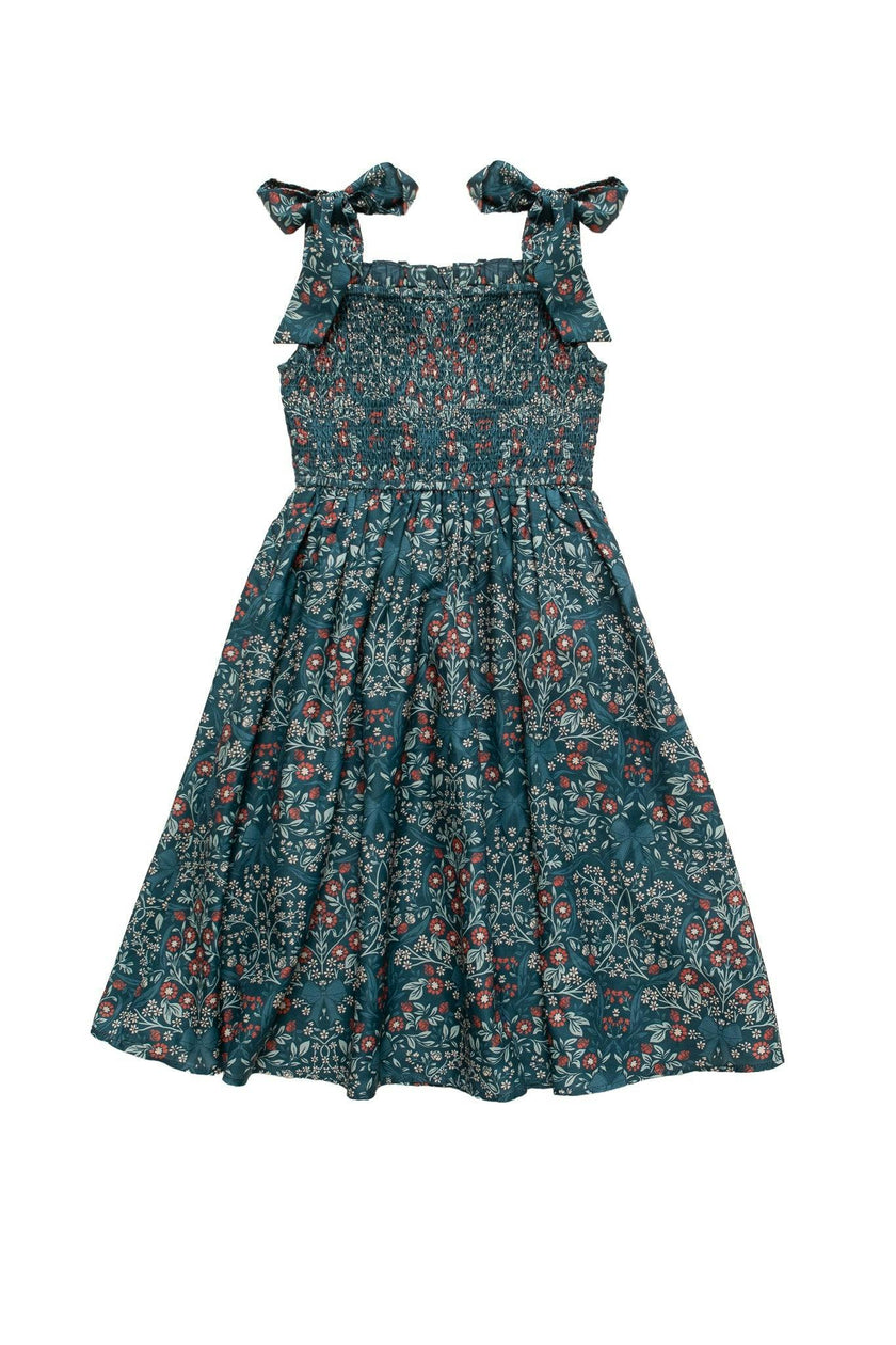 Mini Rayna Dress in Teal Ribboned Garden