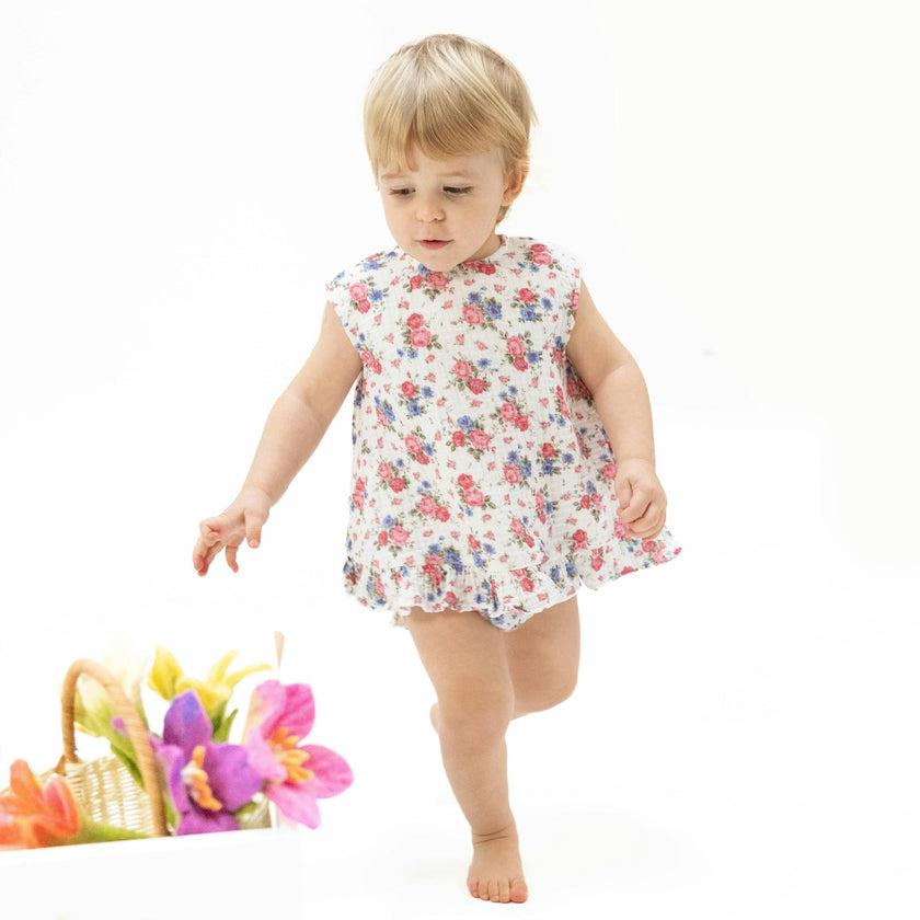 Cabbage Roses - Ruffle Back Top and Bloomer