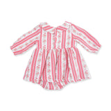 Suzie Floral Stripe - Long Sleeve Bubble with Peter Pan Collar and Skirt