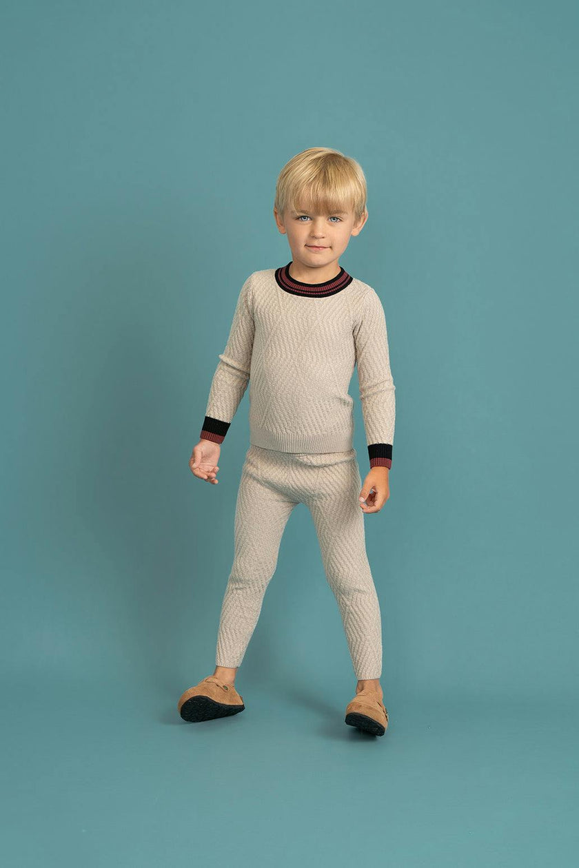 Diamond Knit Textured Elastic Waist Top and Leggings Two Piece Set