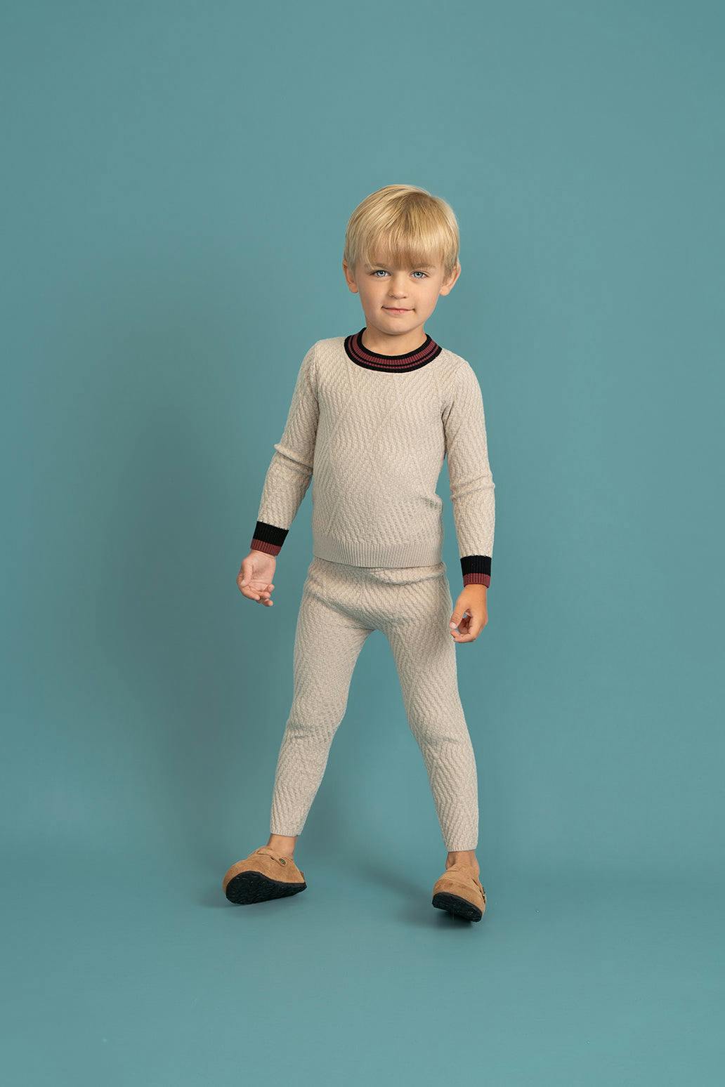 Diamond Knit Textured Elastic Waist Top and Leggings Two Piece Set