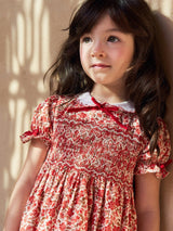 Red Floral Gisela Girl Hand-Smocked Dress