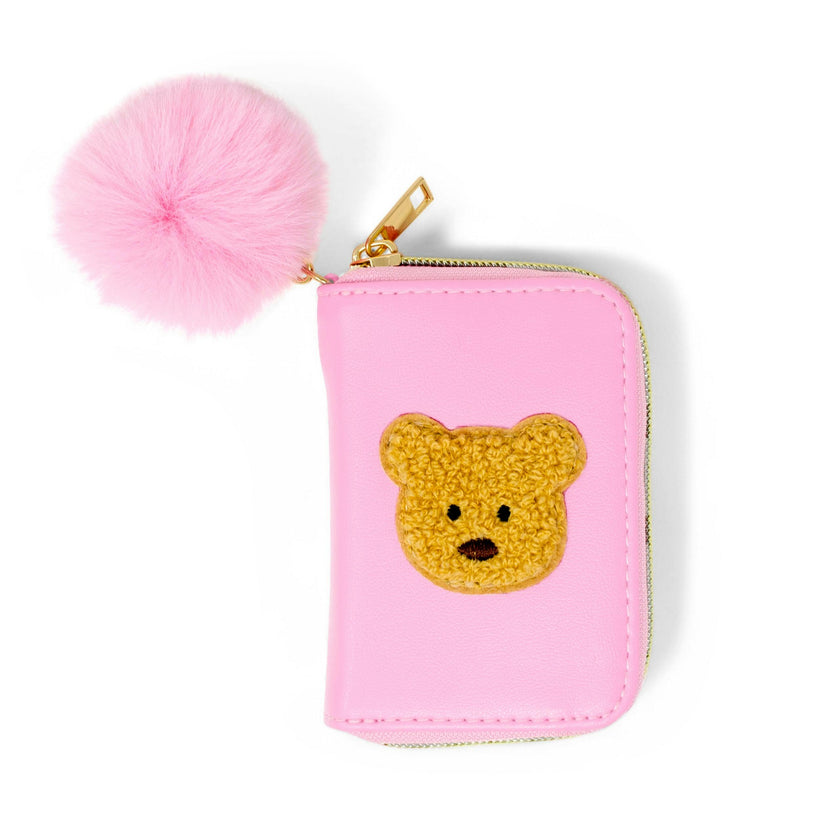 Teddy Pom Pom Zip Wallet