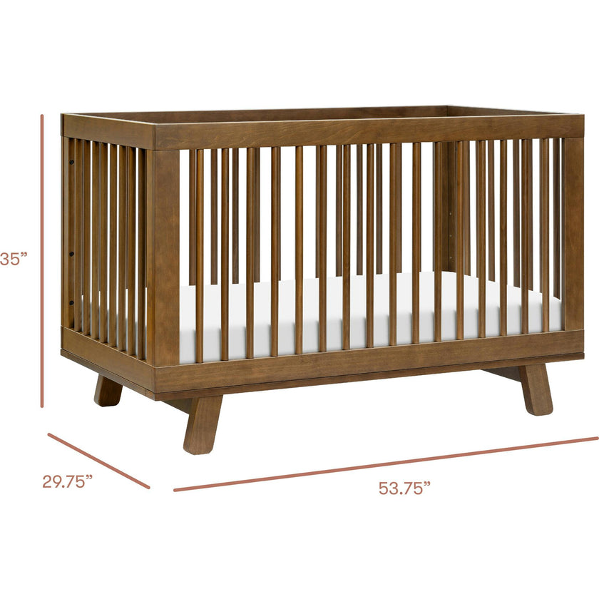 Hudson 3-in-1 Convertible Crib with Toddler Bed Conversion Kit in Natural Walnut