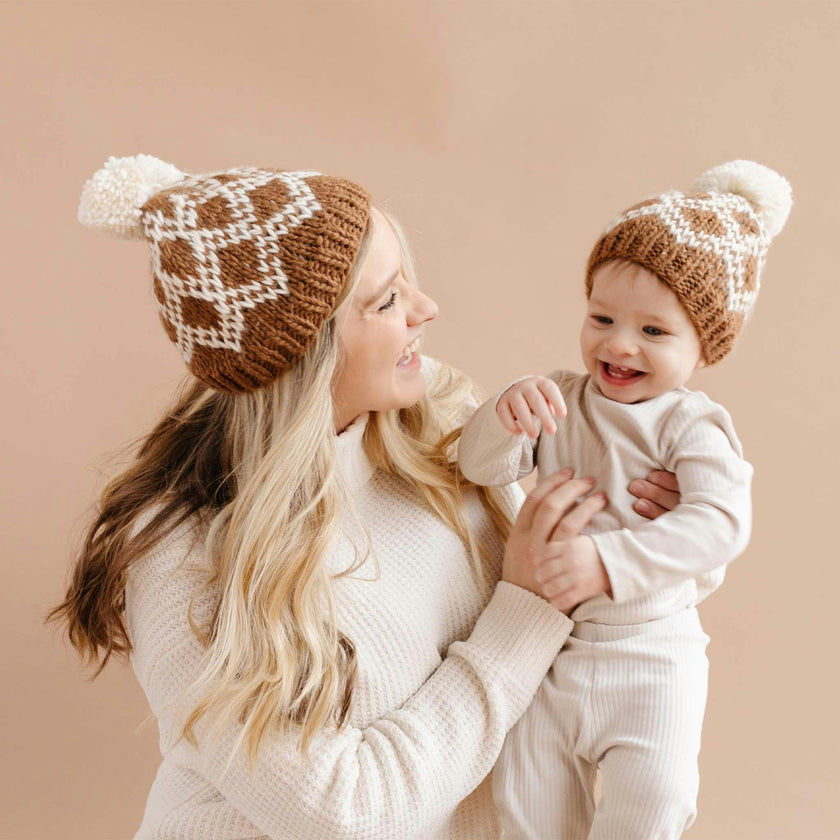 Diamond Faire Isle Hat - Walnut