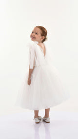 White Aspen Tulle Bow Dress