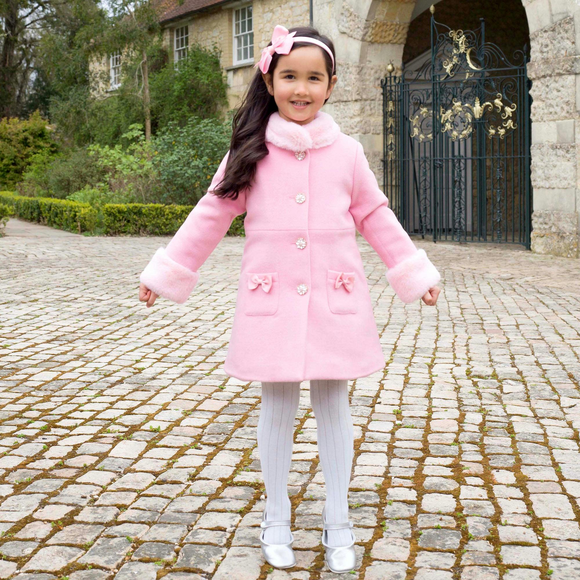 Sparkle Button Faux Fur Dress Coat