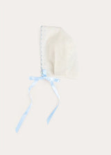 Scallop Edge Embroidered Bonnet in Blue (S-L)