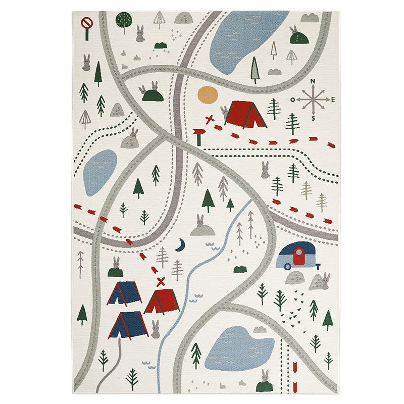 Flat Woven Graphic Print Rectangular Play Rug