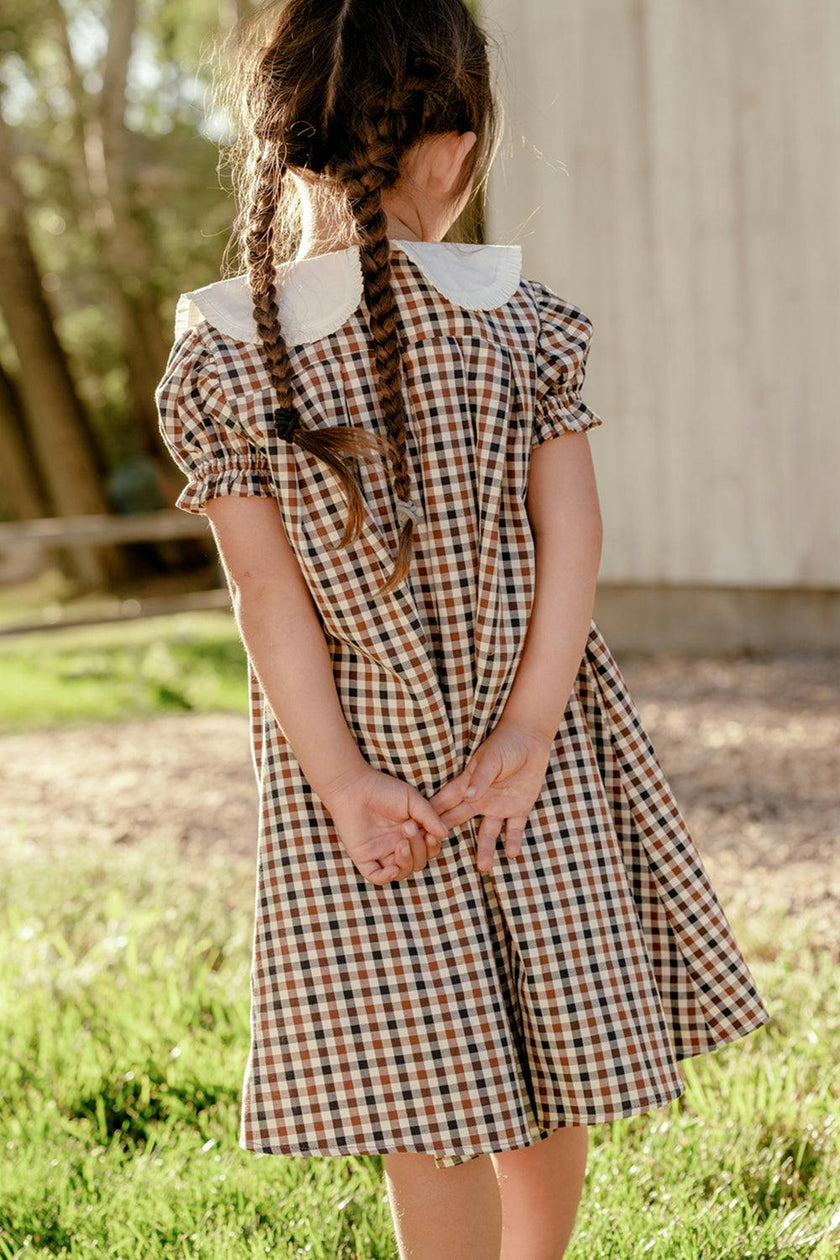 Mini Emery Dress in Chestnut Gingham