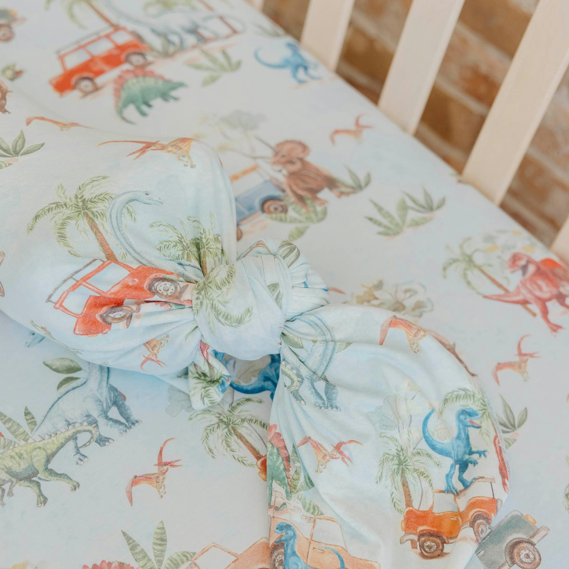 Knit Swaddle Blanket - Dino Explorer