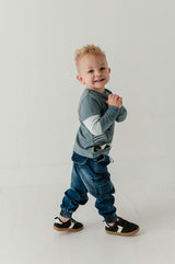 Boys Denim Jogger in Dark Blue Wash