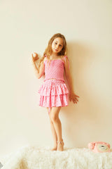 Georgia Pink With Red Hearts Satin Smocked Top