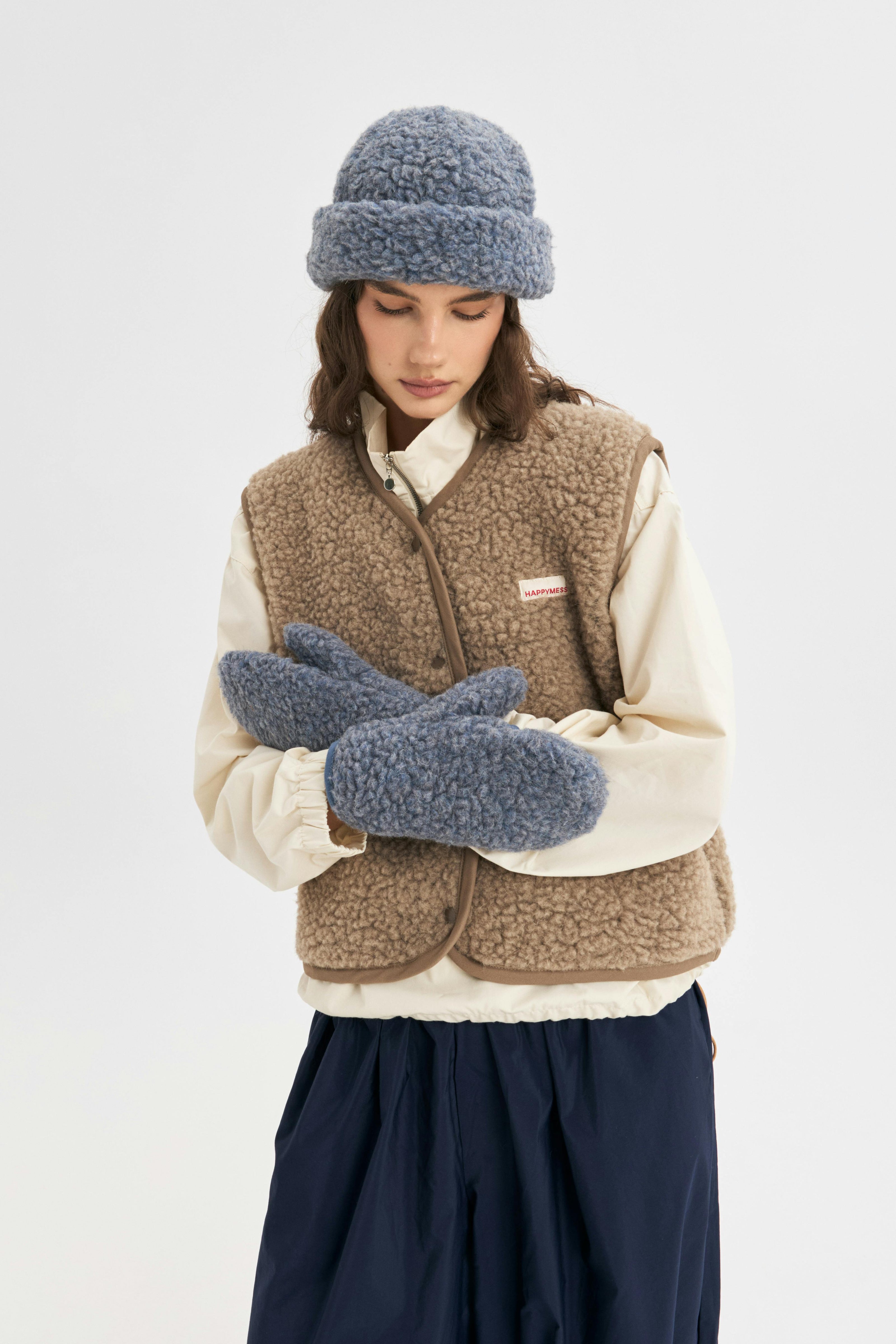 merino mittens with flap - baltic