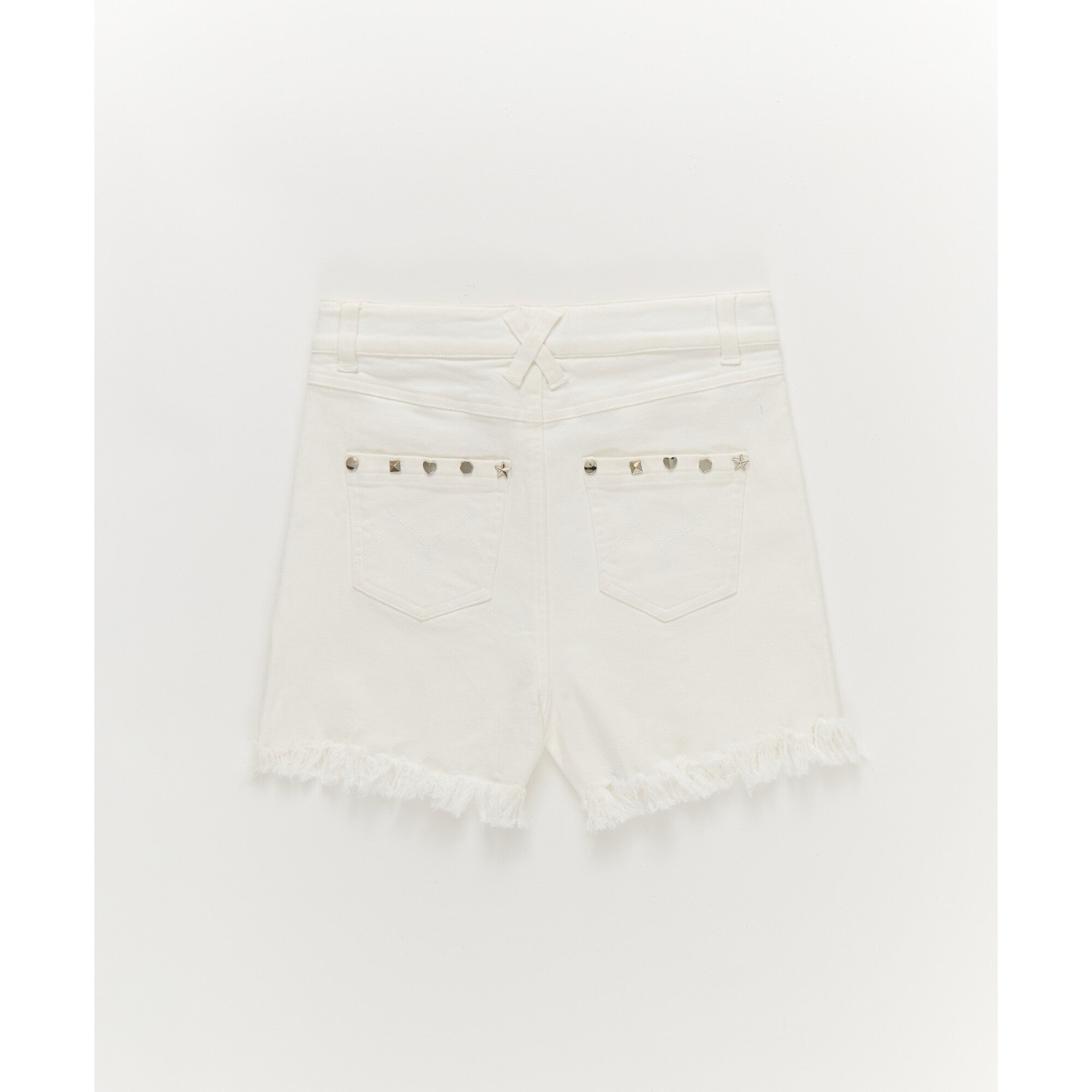 Girls Twill Stud Short in White, White