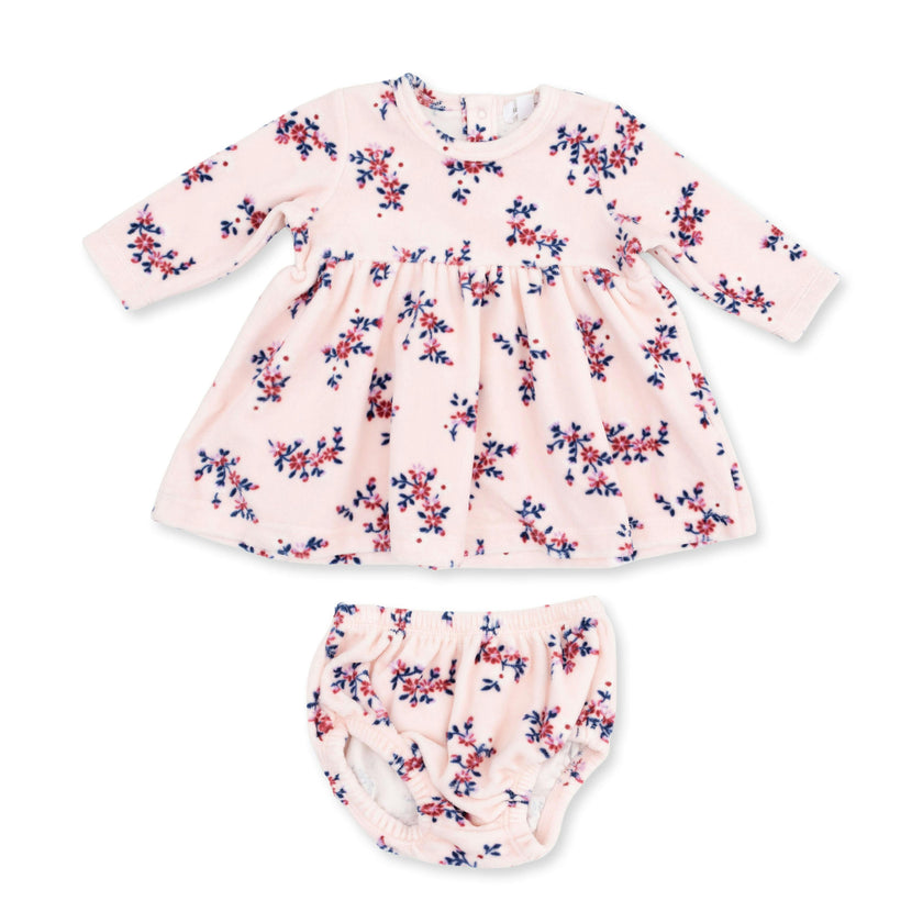 Nora Floral Velour - Long Sleeve Empire Waist Dress and Bloomer