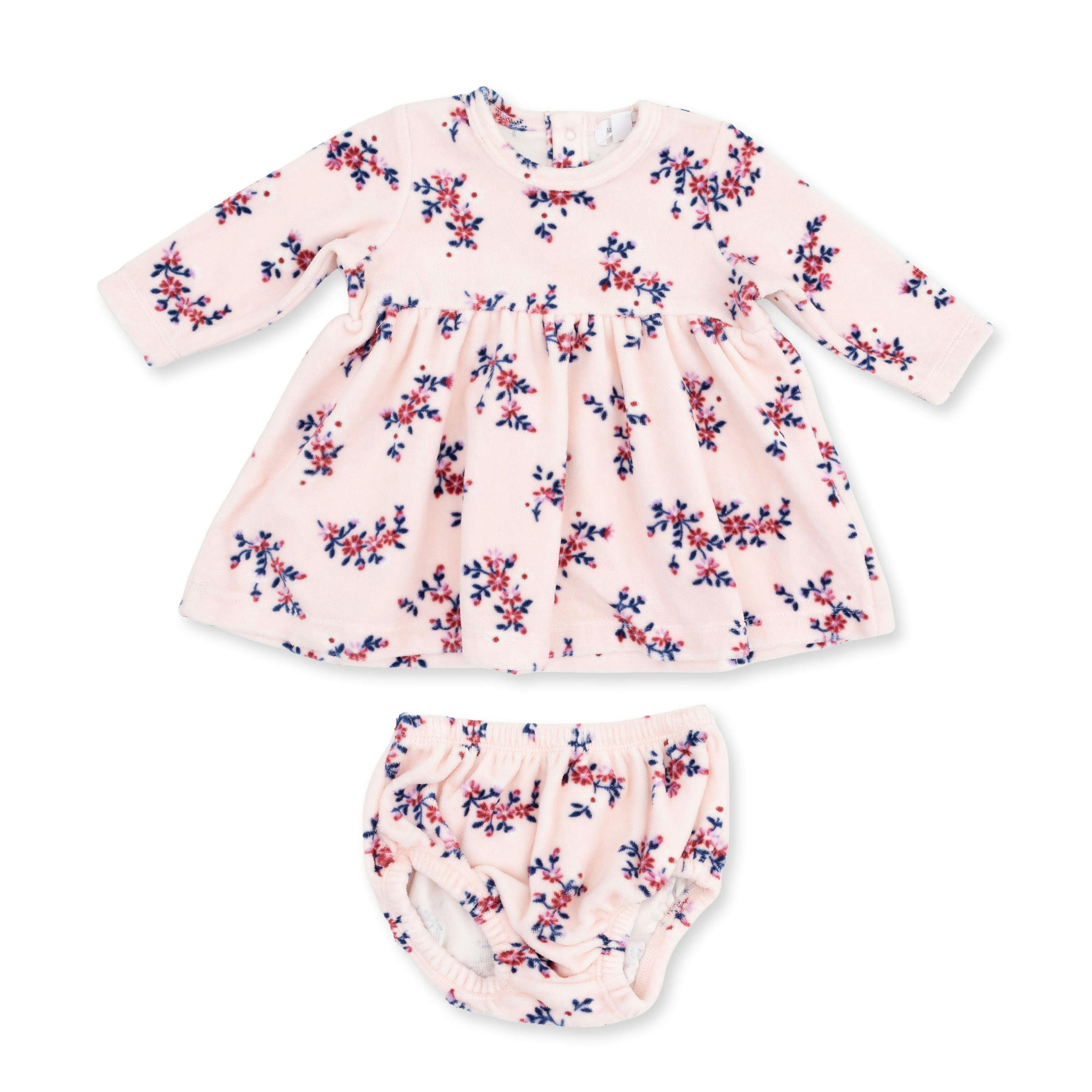 Nora Floral Velour - Long Sleeve Empire Waist Dress and Bloomer