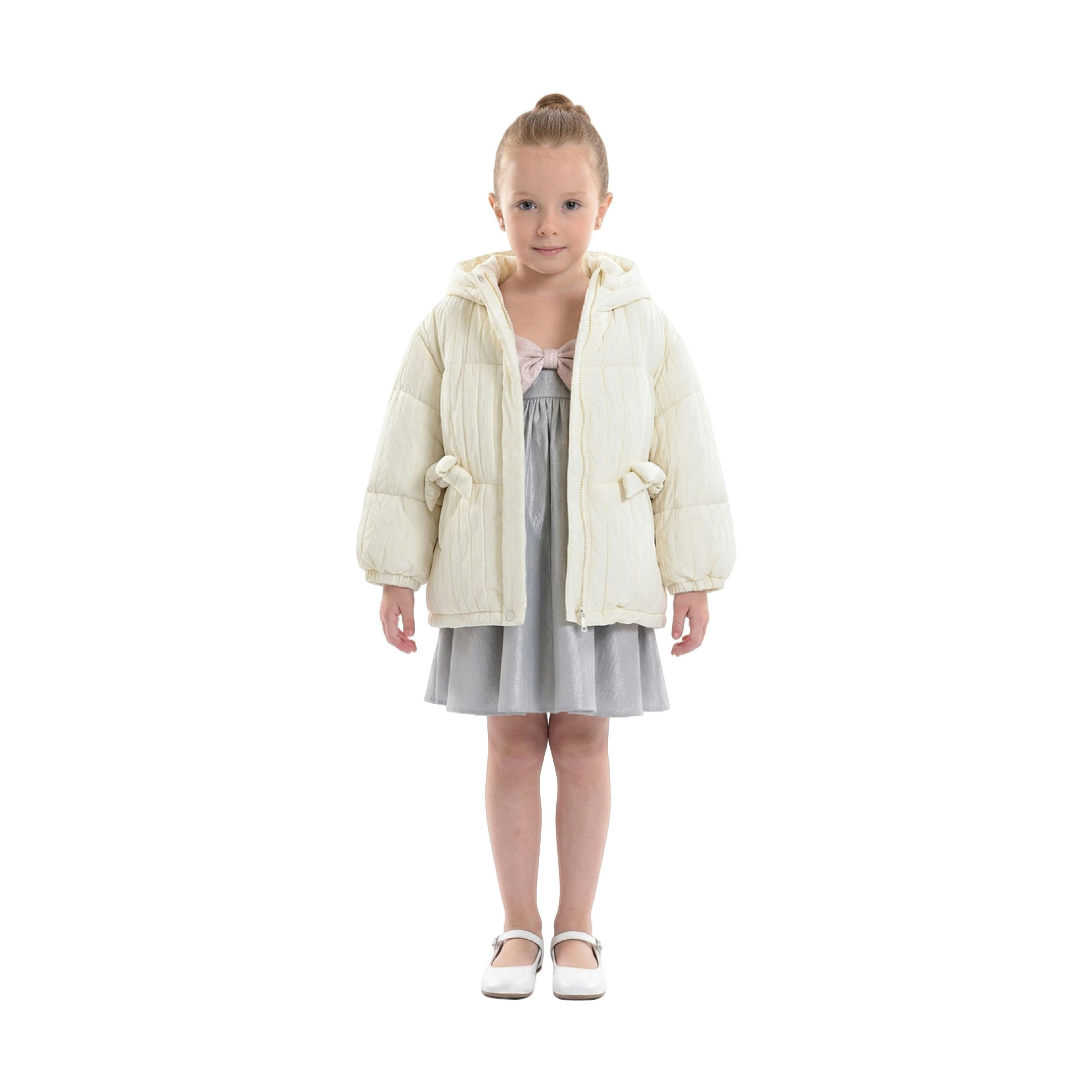 Cream Quilted Bow Pocket Jacket