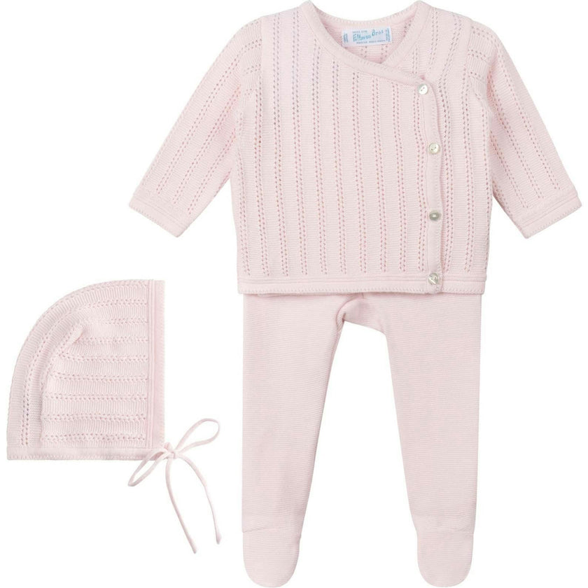 Pointelle Wrap Set with Hat Blue
