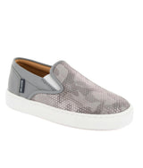 Leather Slip On Sneakers, Grey Snake Effect
