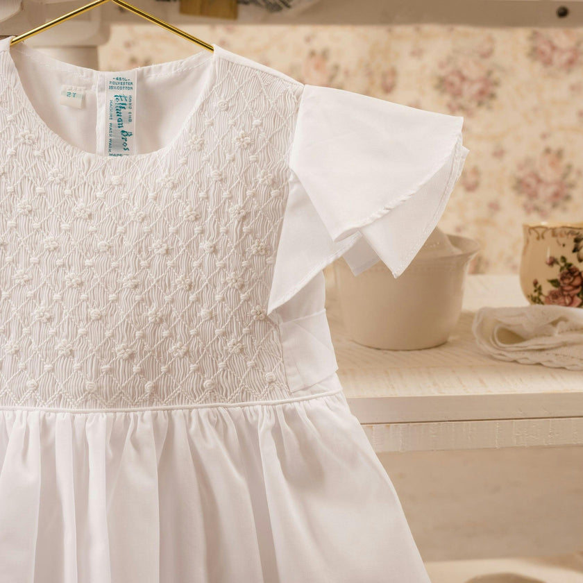 White Elegant Smocked Wedding Dress