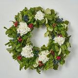 Williamsburg Style Americana Fruit Wreath with Hydrangea, Raspberry & Blueberry Summer Front Door Wreath