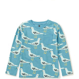Long Sleeve Printed Pocket Tee, Blue