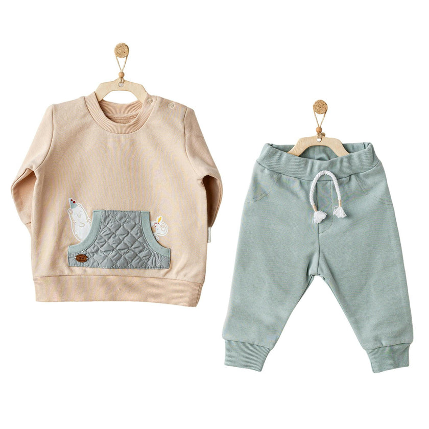 Beige Circus Party Print Tracksuit