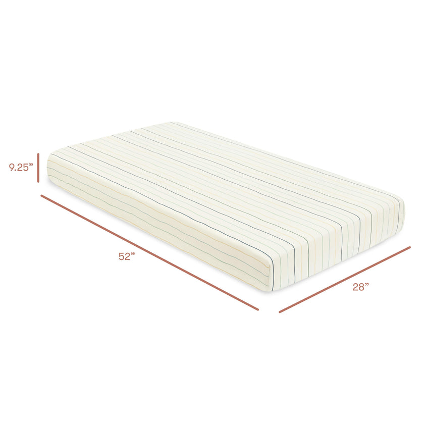 Crib Sheet in GOTS Certified Organic Brushed Cotton in Ivory with Cool Multi-Color Stripes