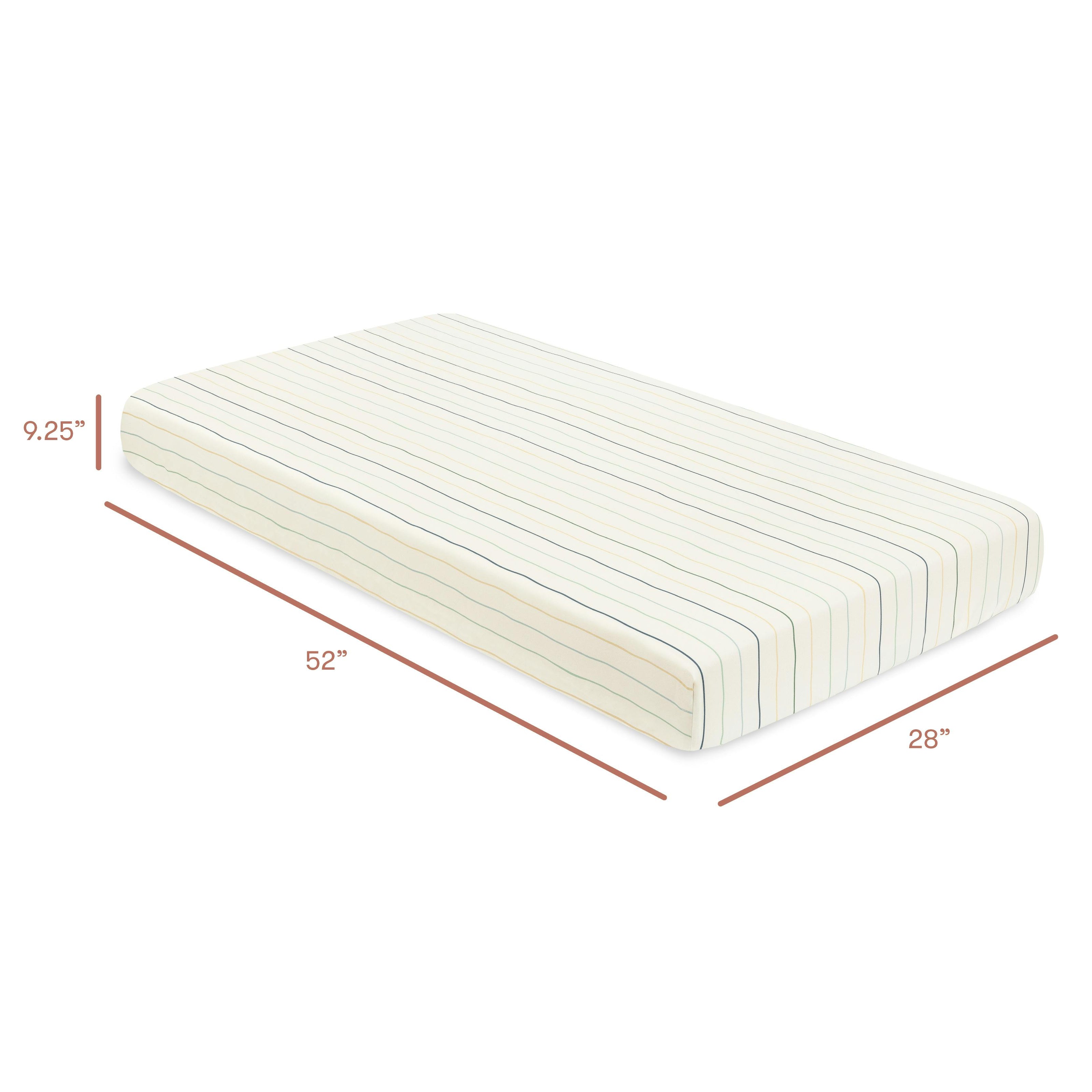Crib Sheet in GOTS Certified Organic Brushed Cotton in Ivory with Cool Multi-Color Stripes