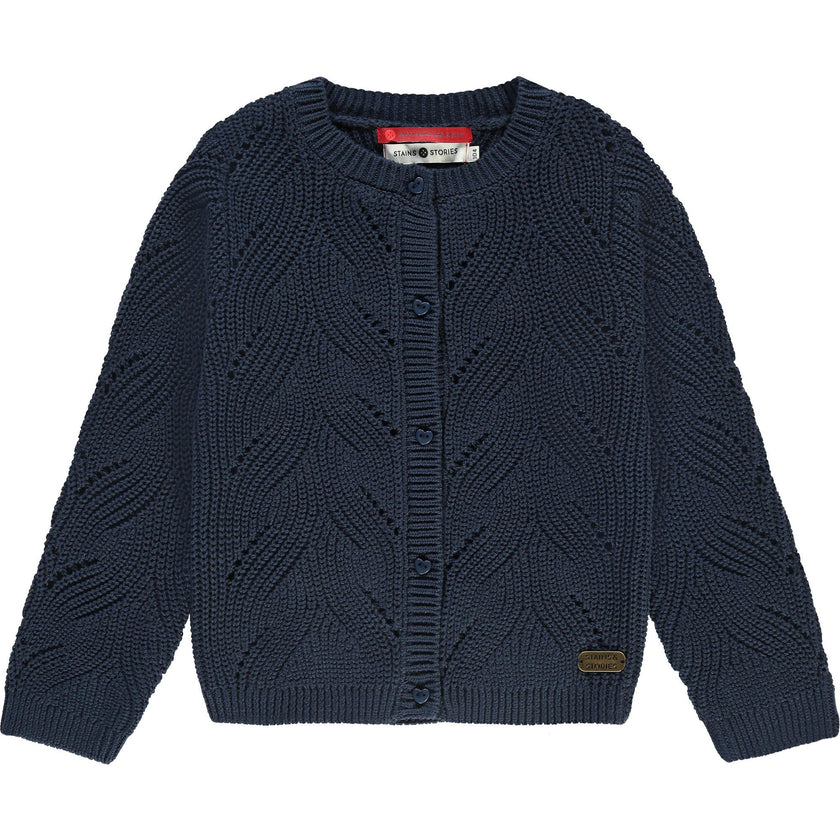 Abstract Knit Crew Neck Cardigan