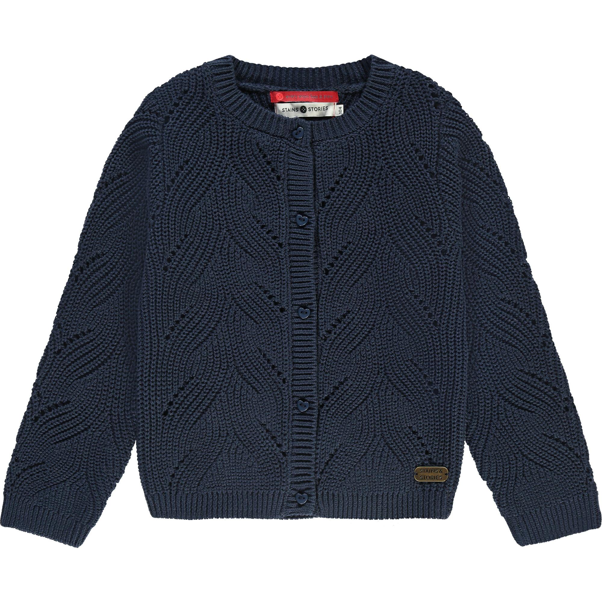 Abstract Knit Crew Neck Cardigan