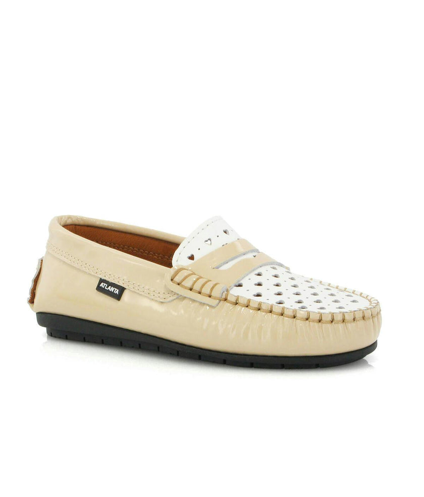 032 Walkers - beige patent with hearts