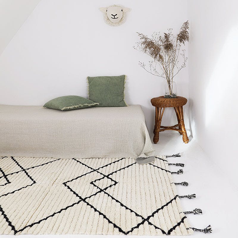 Viktor Braided Tassel Rectangular Rug, Black