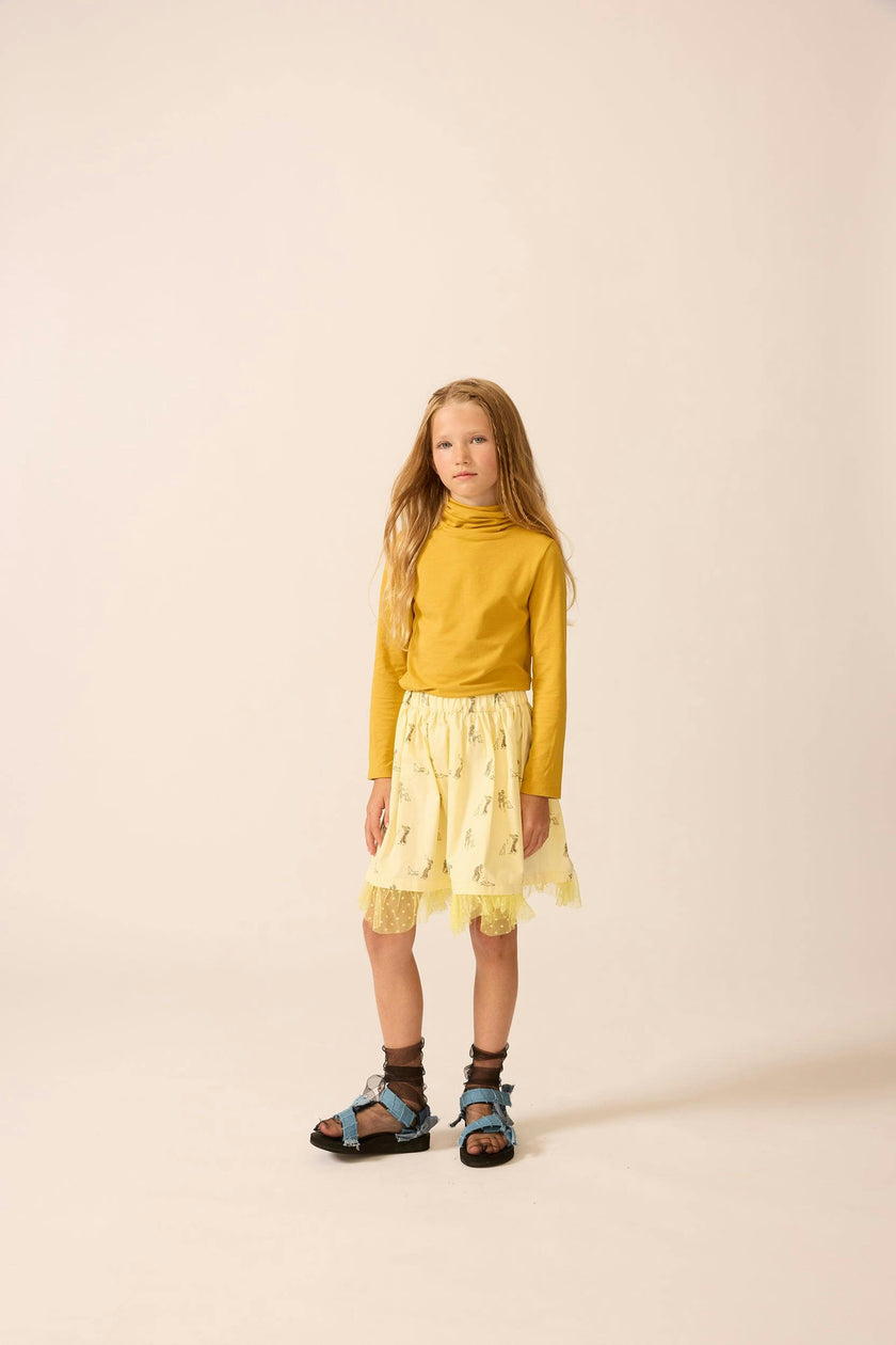 Tulle Layered Skirt in Pale Yellow Duet