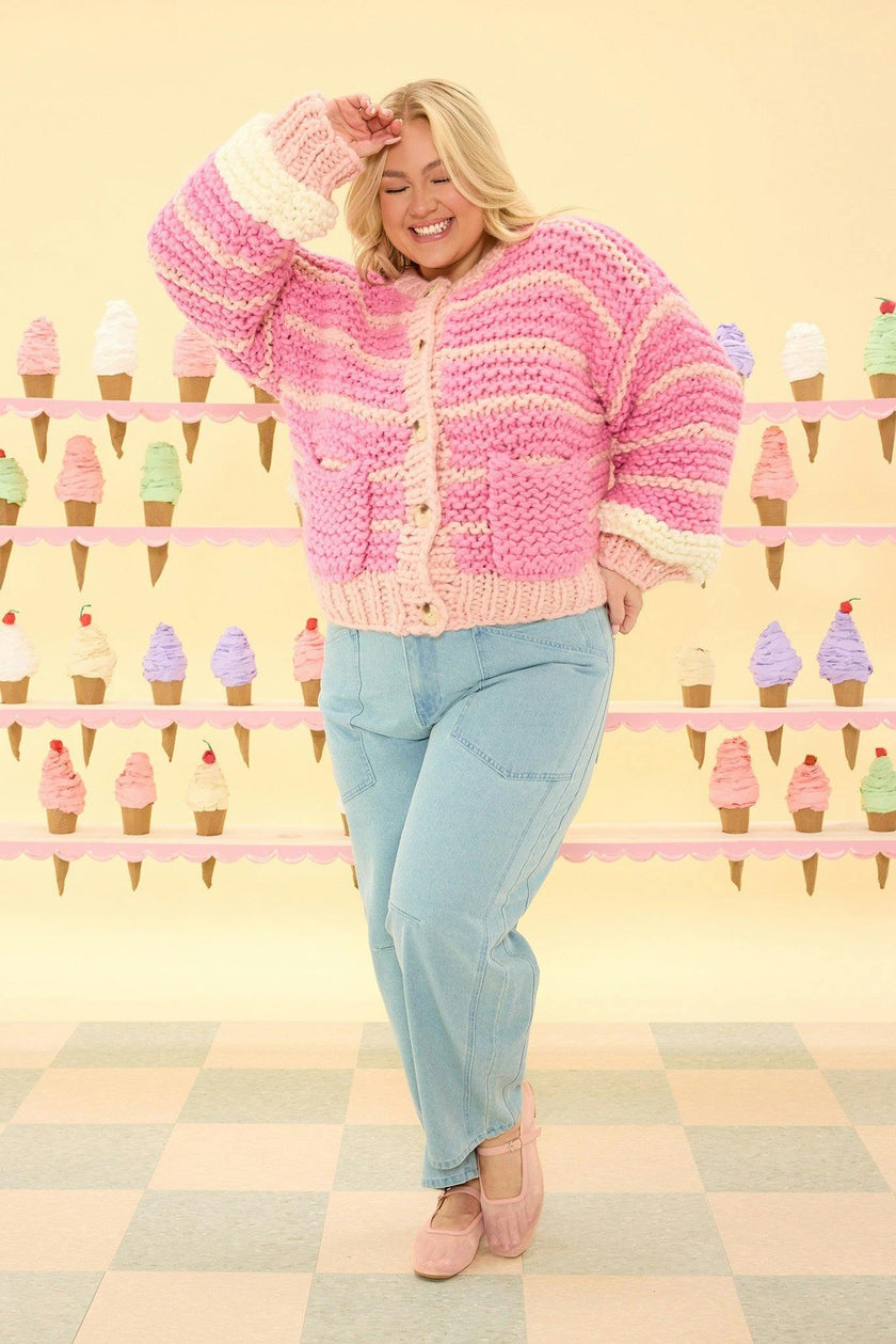 Bailey Cardigan in Pink Stripes