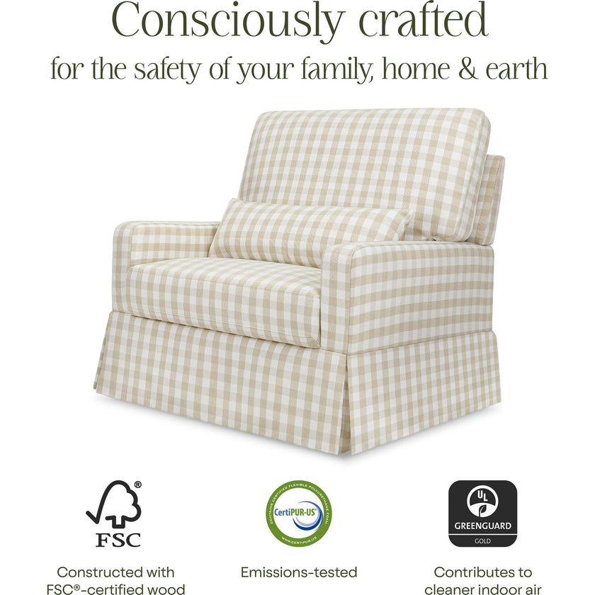 Crawford Pillowback Chair and a Half Comfort Swivel Glider in Tan Gingham