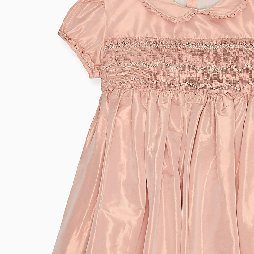 Blush Eleanor Silk Ceremony Girl Hand-Smocked Dress