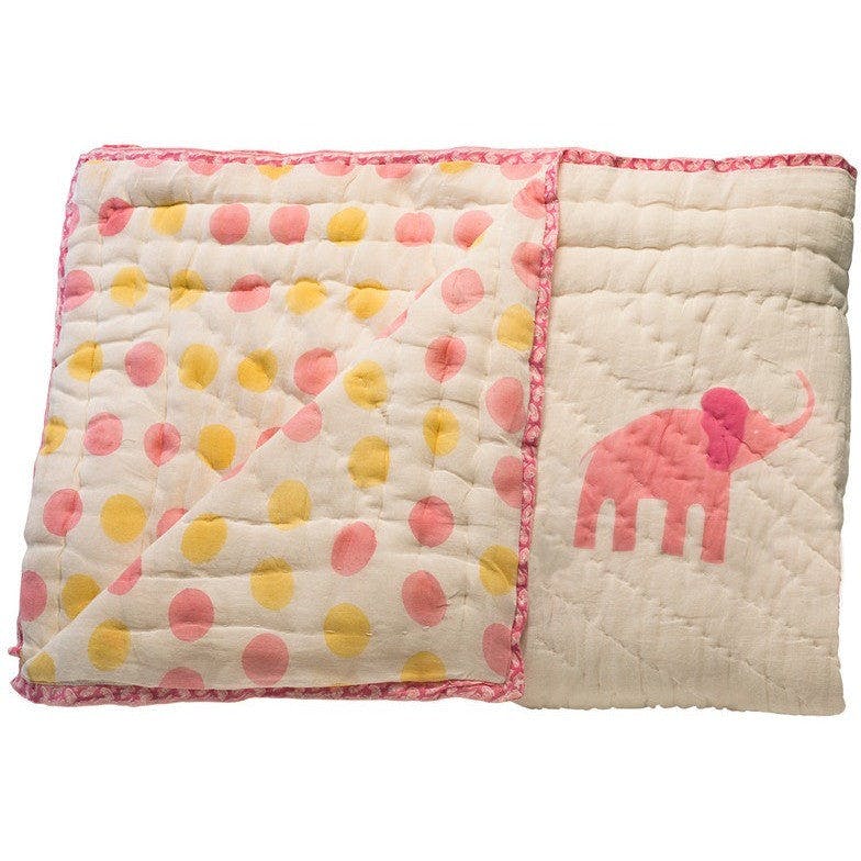 Organic Pink Elephant Quilt